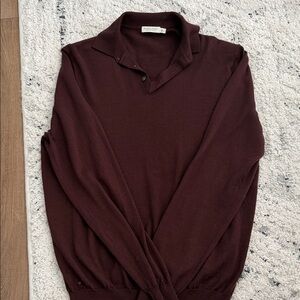 Suitsupply Men's Deep Burgundy Polo Sweater